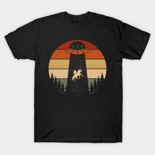 Bigfoot Ufo Abduction Sasquatch Riding A Unicorn T-Shirt